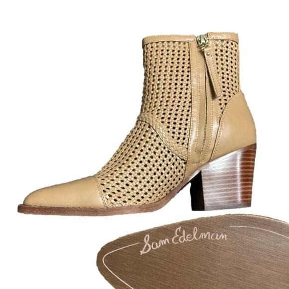 Sam Edelman Leather Chelsea Pointed Cut Out Western Fashion Boots Size 8 NEW - Picture 1 of 12